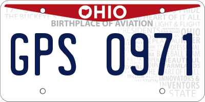 OH license plate GPS0971