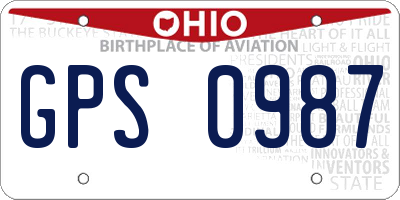 OH license plate GPS0987