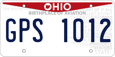 OH license plate GPS1012