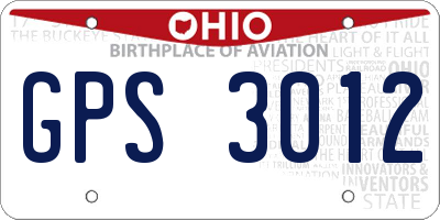 OH license plate GPS3012