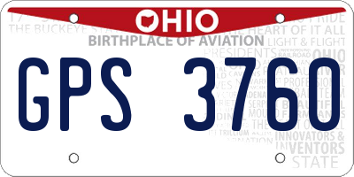 OH license plate GPS3760