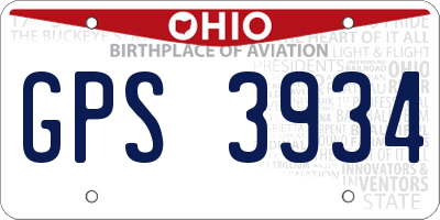 OH license plate GPS3934