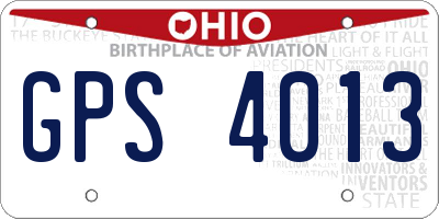 OH license plate GPS4013