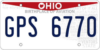 OH license plate GPS6770