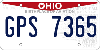 OH license plate GPS7365