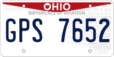 OH license plate GPS7652