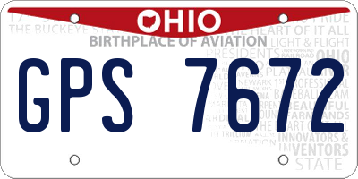 OH license plate GPS7672