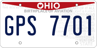 OH license plate GPS7701