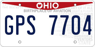 OH license plate GPS7704