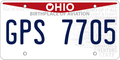 OH license plate GPS7705