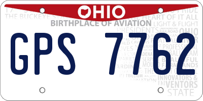 OH license plate GPS7762