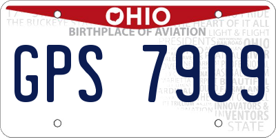 OH license plate GPS7909