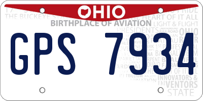 OH license plate GPS7934