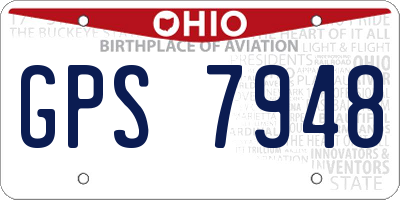 OH license plate GPS7948