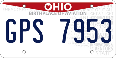 OH license plate GPS7953