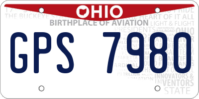 OH license plate GPS7980