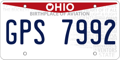 OH license plate GPS7992