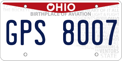 OH license plate GPS8007