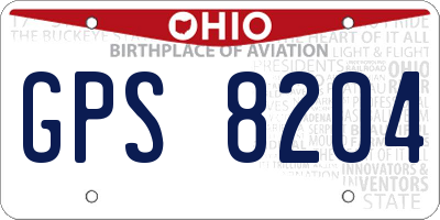 OH license plate GPS8204