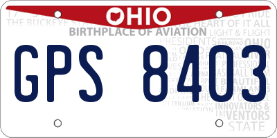 OH license plate GPS8403
