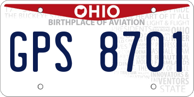 OH license plate GPS8701