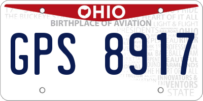 OH license plate GPS8917