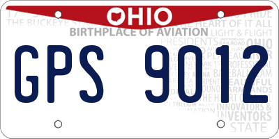 OH license plate GPS9012