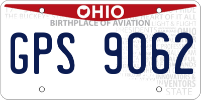 OH license plate GPS9062