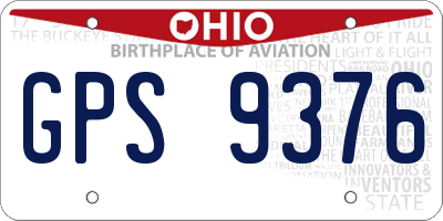 OH license plate GPS9376