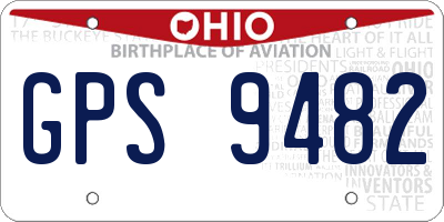 OH license plate GPS9482
