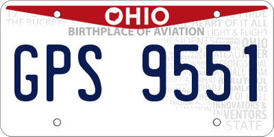 OH license plate GPS9551