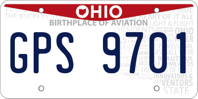 OH license plate GPS9701