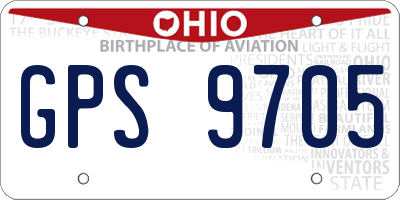 OH license plate GPS9705