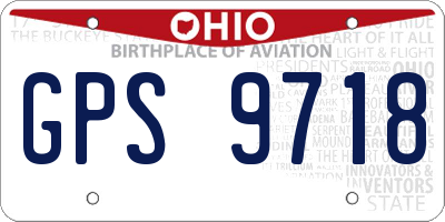 OH license plate GPS9718