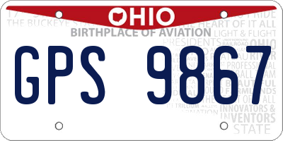 OH license plate GPS9867