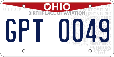 OH license plate GPT0049