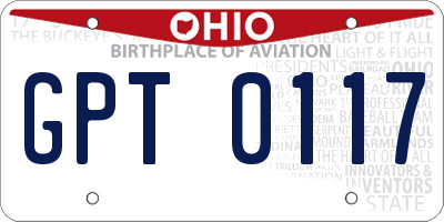 OH license plate GPT0117