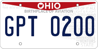 OH license plate GPT0200