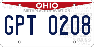 OH license plate GPT0208