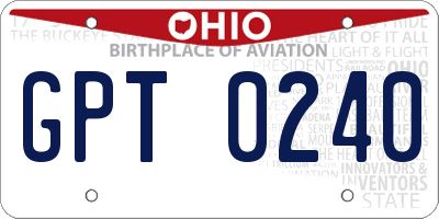 OH license plate GPT0240