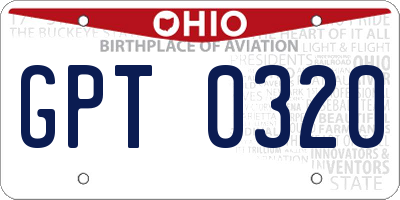 OH license plate GPT0320