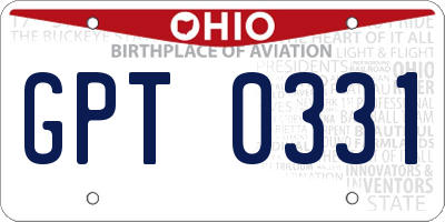 OH license plate GPT0331