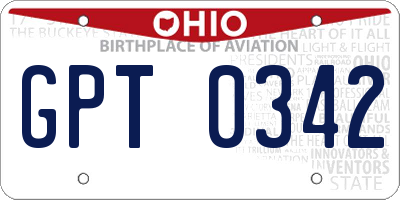 OH license plate GPT0342