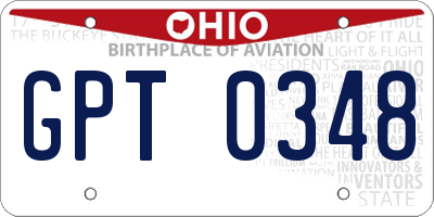 OH license plate GPT0348