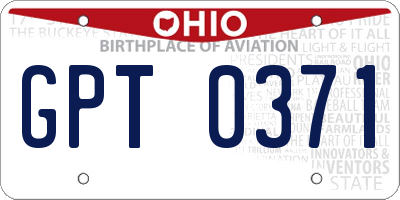 OH license plate GPT0371