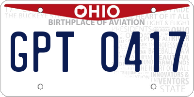 OH license plate GPT0417