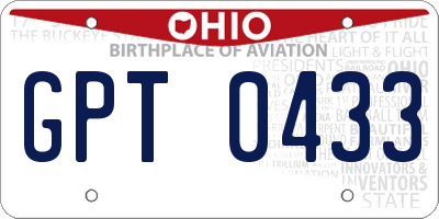 OH license plate GPT0433