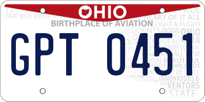OH license plate GPT0451