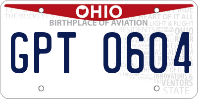 OH license plate GPT0604