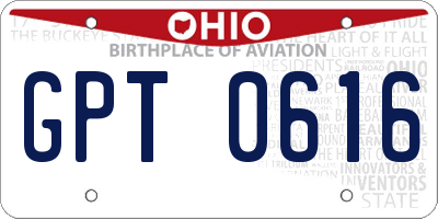 OH license plate GPT0616